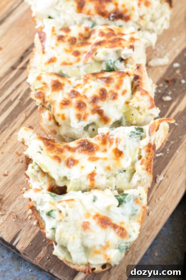 Chicken Spinach & Artichoke Dip French Bread, perfect for game day tailgating