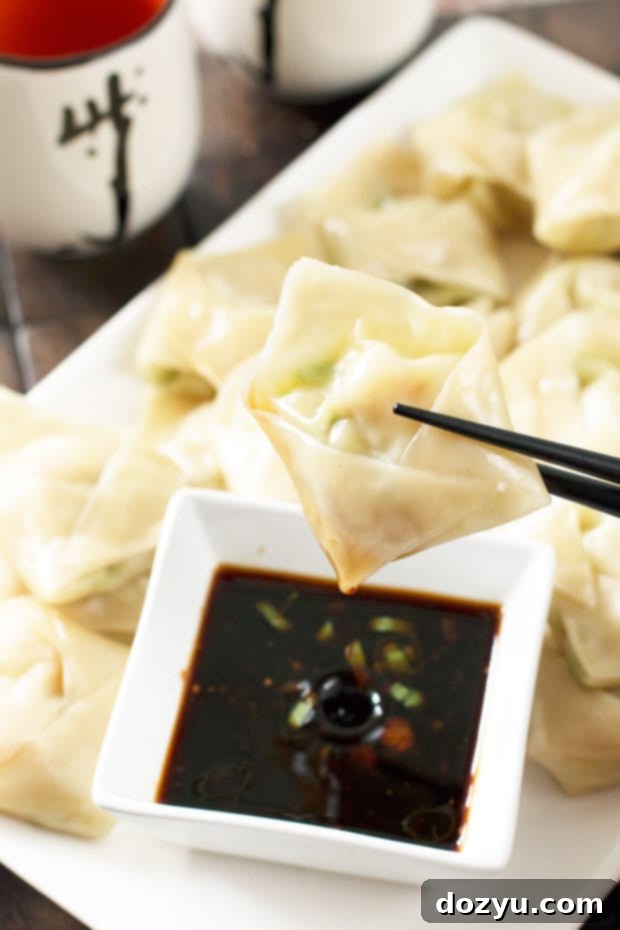 Steamed Shrimp Avocado Wontons with Ginger Dipping Sauce | cakenknife.com