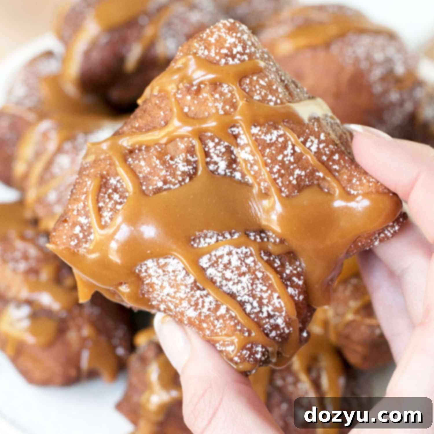 Pumpkin Spice Beignets with Salted Caramel Drizzle - a delightful fall pastry