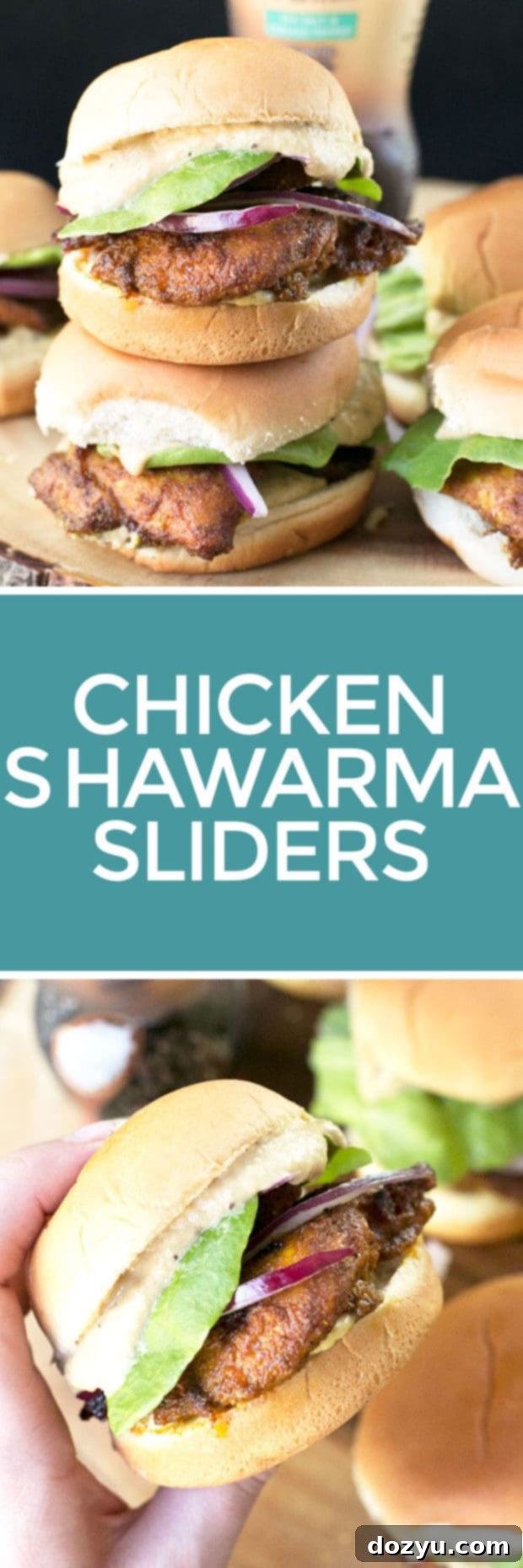 Pin for later: Irresistible Chicken Shawarma Sliders with Sabra Spreads, a perfect party food or quick meal idea.