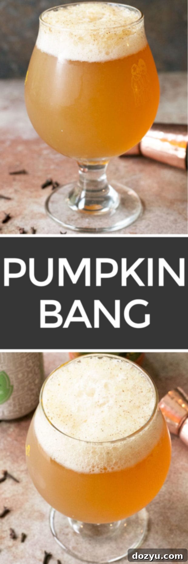Pin this Pumpkin Bang fall beer cocktail recipe for later