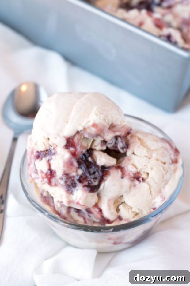 PB&J Ice Cream scooped into a bowl, ready to eat