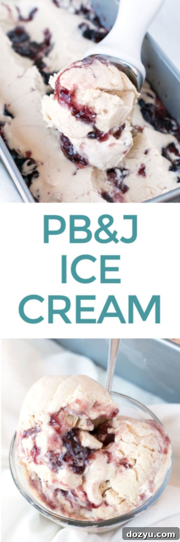 Pinterest graphic for No-Churn PB&J Ice Cream recipe