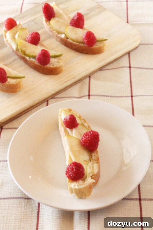 Pear, Raspberry, and Mascarpone Crostini recipe featured image