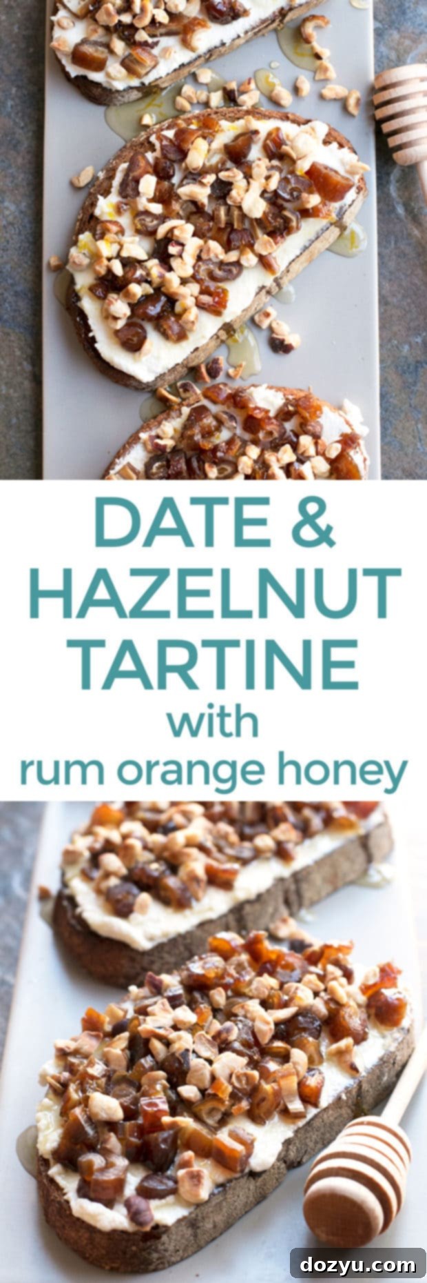 Ricotta, Date & Hazelnut Tartine with Spiced Rum Honey | cakenknife.com
