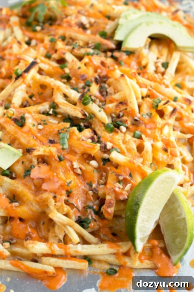 Bangkok Street Fries 4 Thai Street Cart Fries with creamy Sriracha mayo and fresh garnish