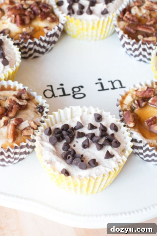 Individual Mini No-Bake Pumpkin Spice Cheesecake with rich topping