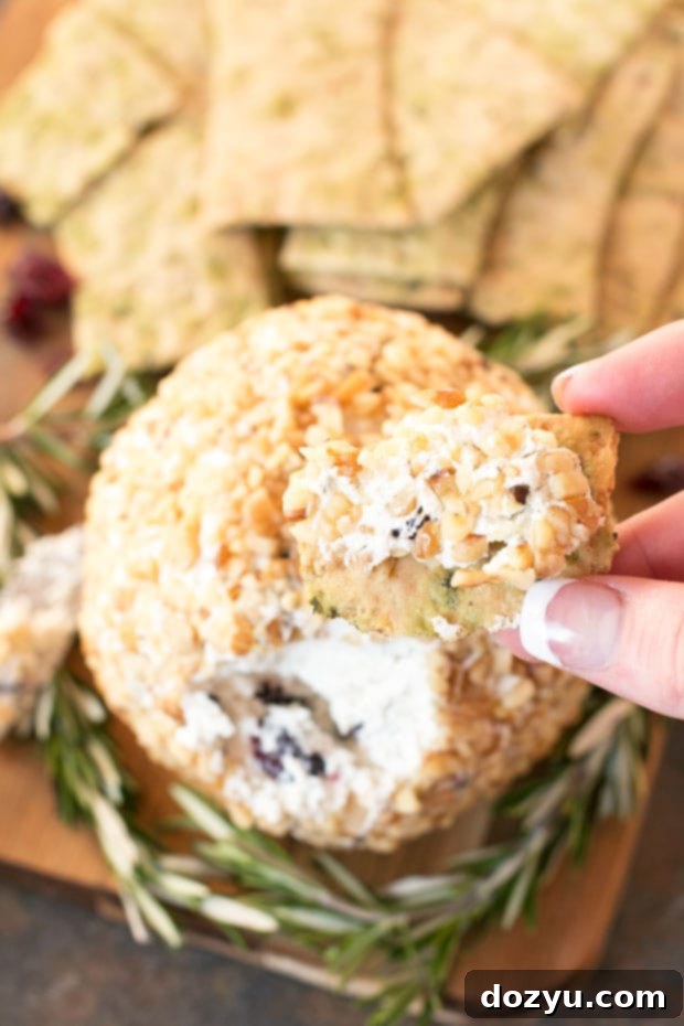 Cranberry Walnut Goat Cheese Ball beautifully arranged