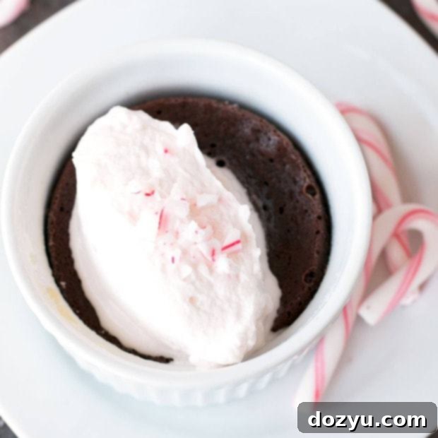 Gooey Dark Chocolate Peppermint Dream Cakes 7 Gooey Dark Chocolate Cakes with Peppermint Crunch Whipped Cream | cakenknife.com