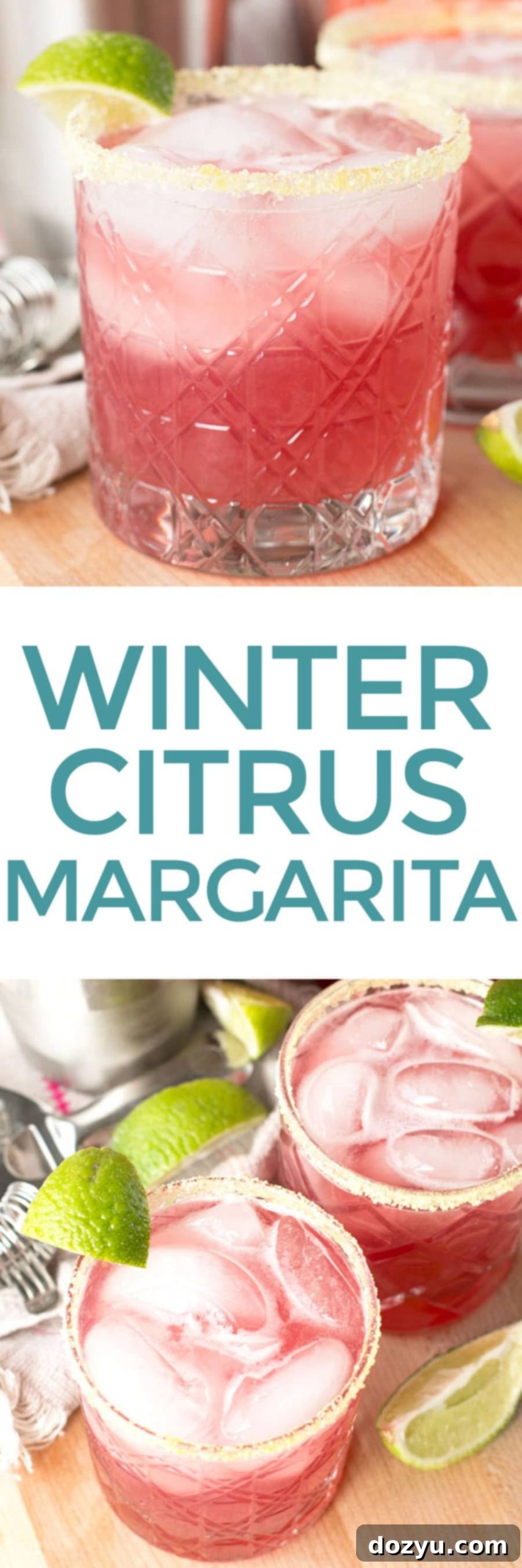 A Pinterest-friendly vertical image of the Winter Citrus Margarita, perfect for saving and sharing cocktail recipes.