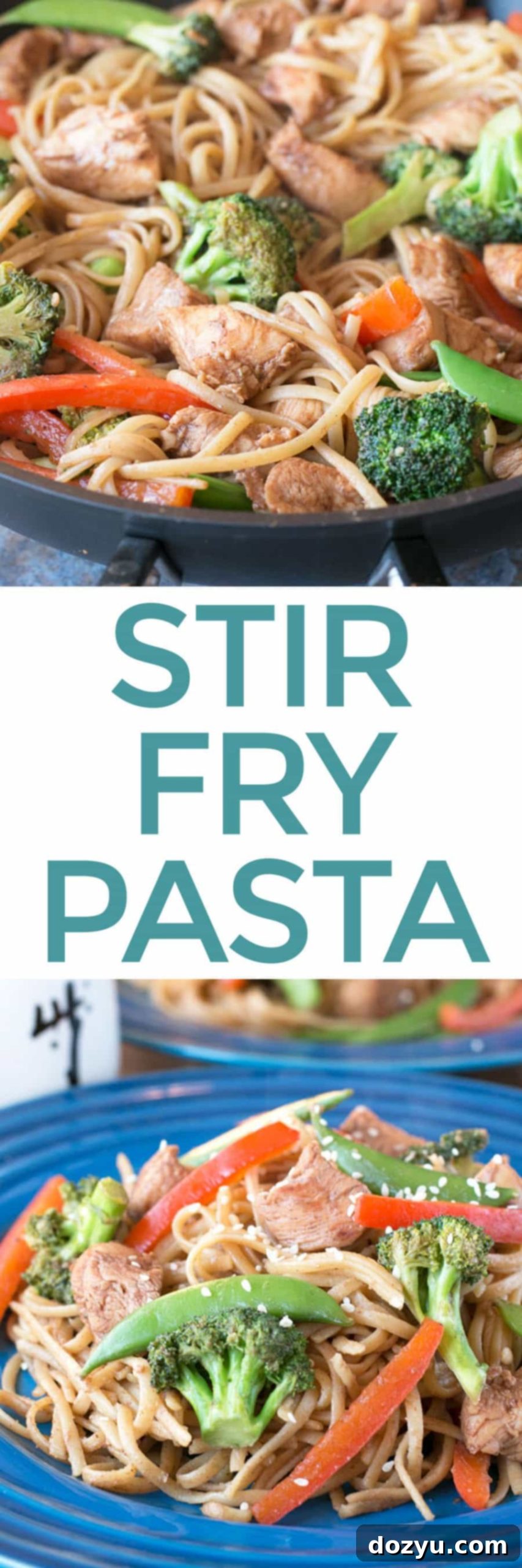 Stir Fry Pasta recipe card with a vibrant picture, perfect for pinning.