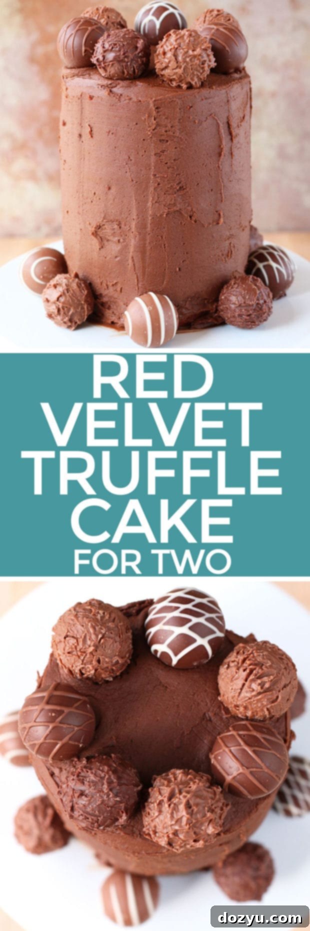 Red Velvet Truffle Cake for Two Recipe Pin | cakenknife.com - Save for Later
