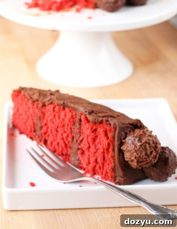 Close-up of Red Velvet Cake with Chocolate Truffles | cakenknife.com