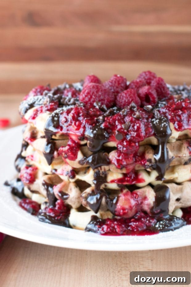 Decadent Double Chocolate Chip Raspberry Waffles 6 Double Chocolate Chip Raspberry Waffles | cakenknife.com #brunch #breakfast