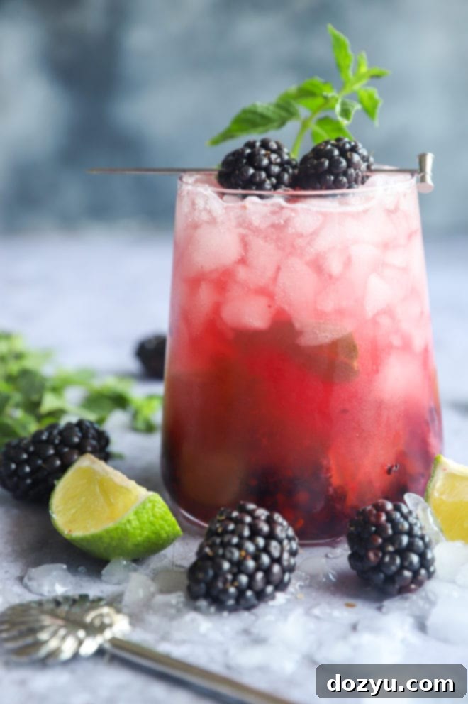 Blackberry Mint Mojito 8 White rum cocktail with blackberries image