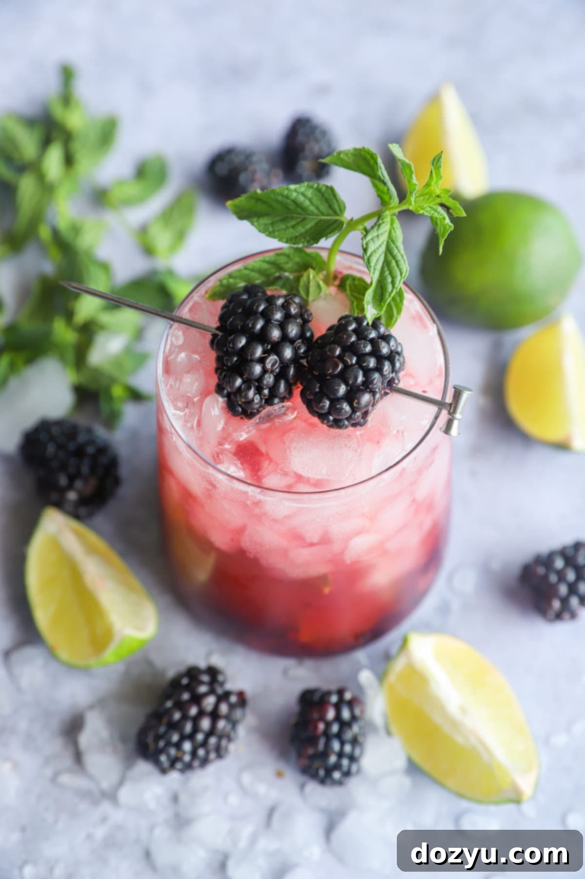 Blackberry mojito photo with mint