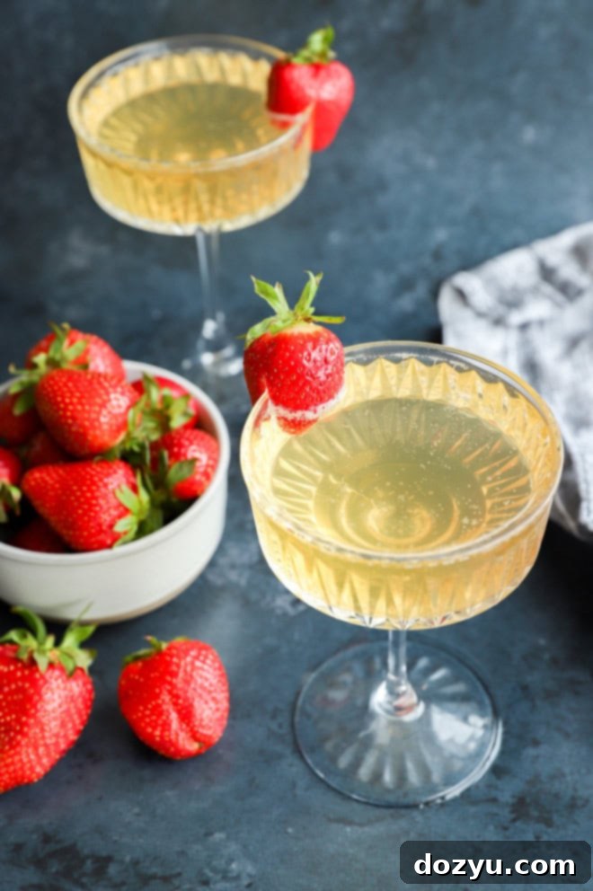 easy sparkling wine cocktail with fresh fruit