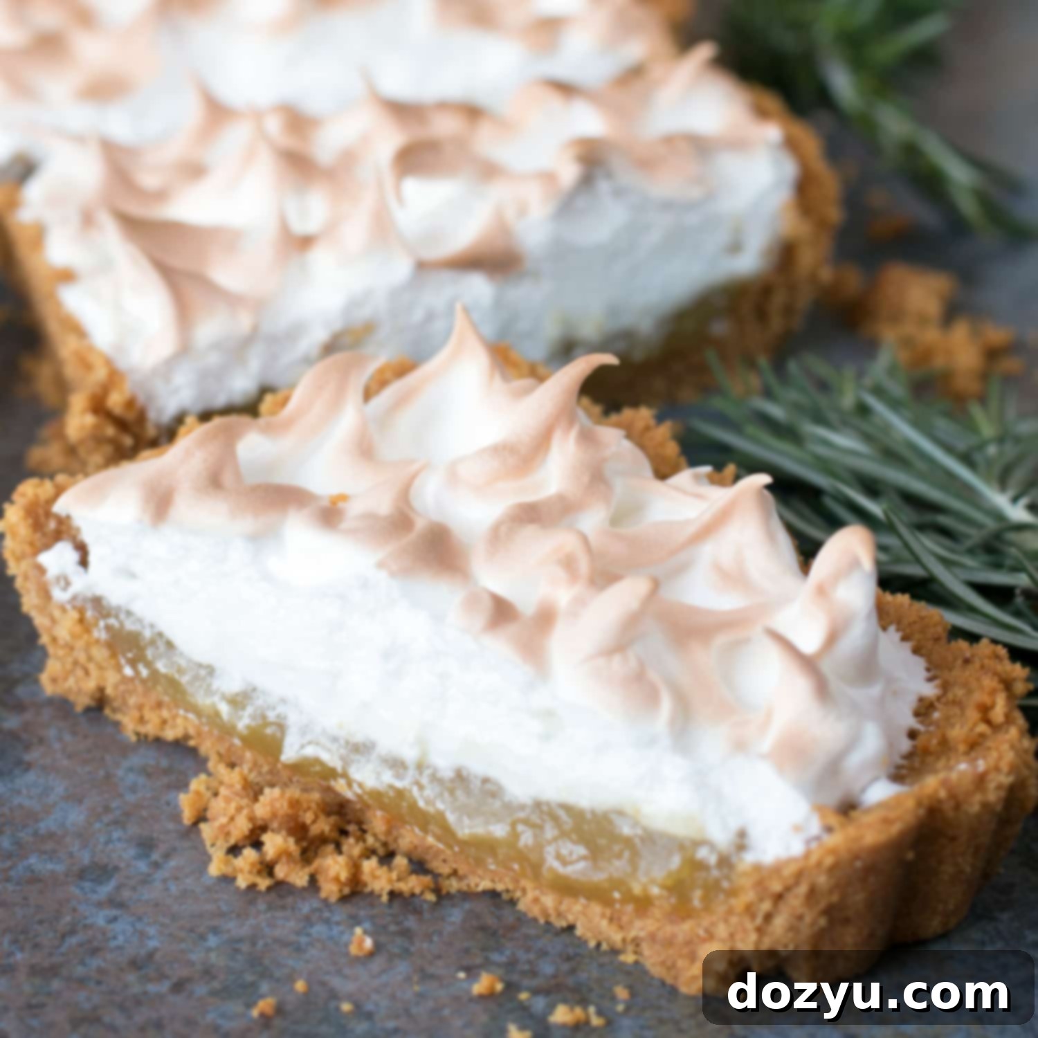 Lemon Rosemary Meringue Tart | cakenknife.com #dessert