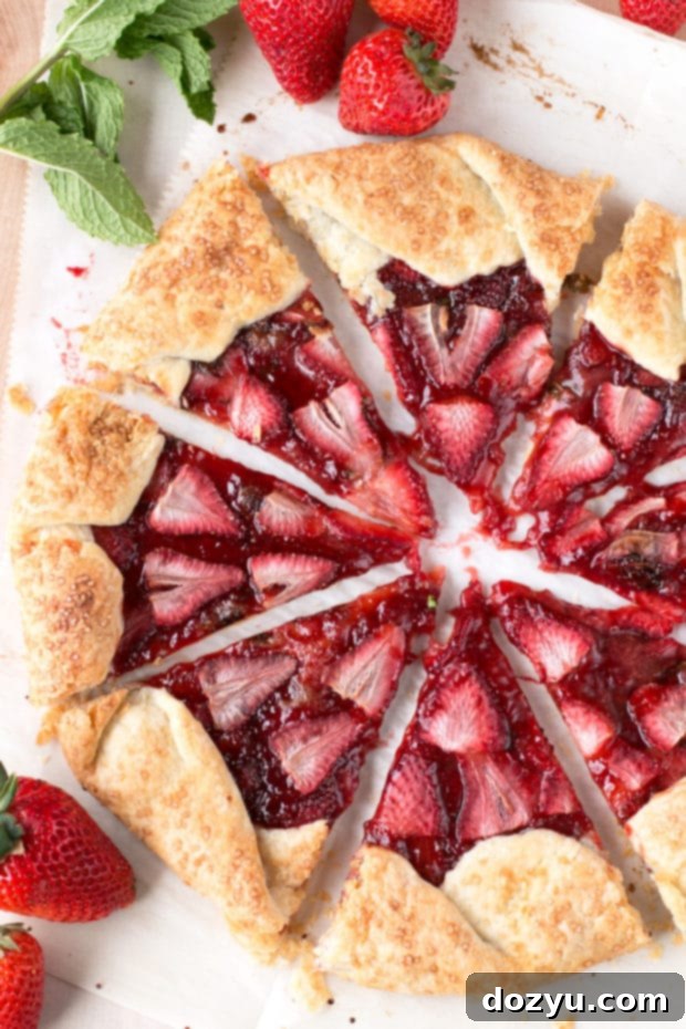 Freshly baked Strawberry Mint Champagne Galette, ready to be served