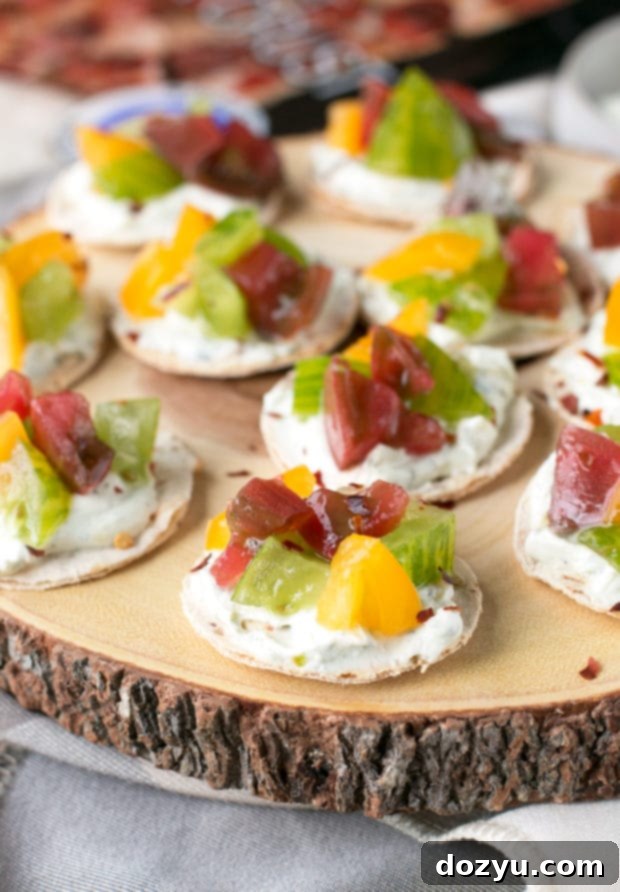 Spicy Heirloom Tomato Whipped Herb Goat Cheese Bites | cakenknife.com #appetizer #cheese