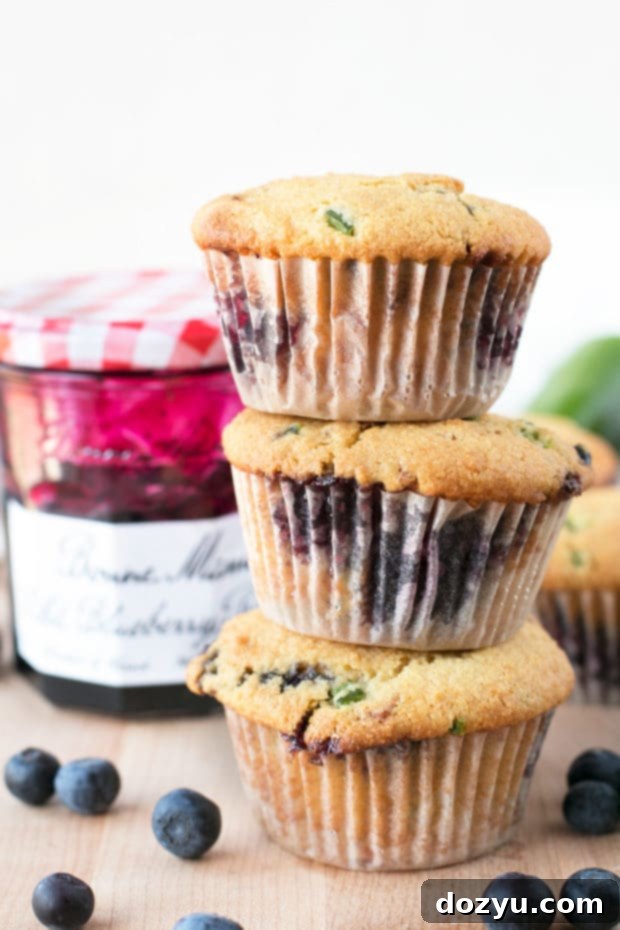 Freshly baked Blueberry Jalapeño Bacon Cornbread Muffins arranged beautifully, ready for a delightful breakfast