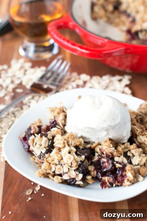 Bourbon Cherry Crisp | cakenknife.com #cherries #bourbon #dessert
