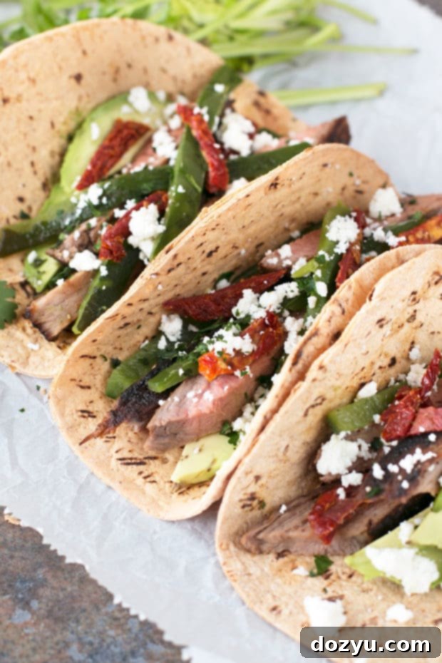 Grilled Flank Steak Poblano Tacos, a perfect summer grilling recipe