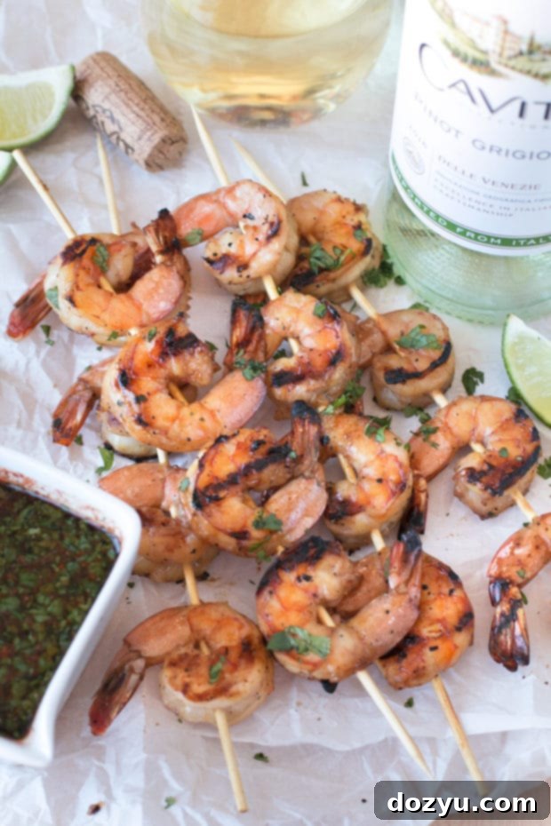 Mango Garlic Shrimp Skewers with Spicy Cilantro Dipping Sauce | cakenknife.com #21andup @CavitWines