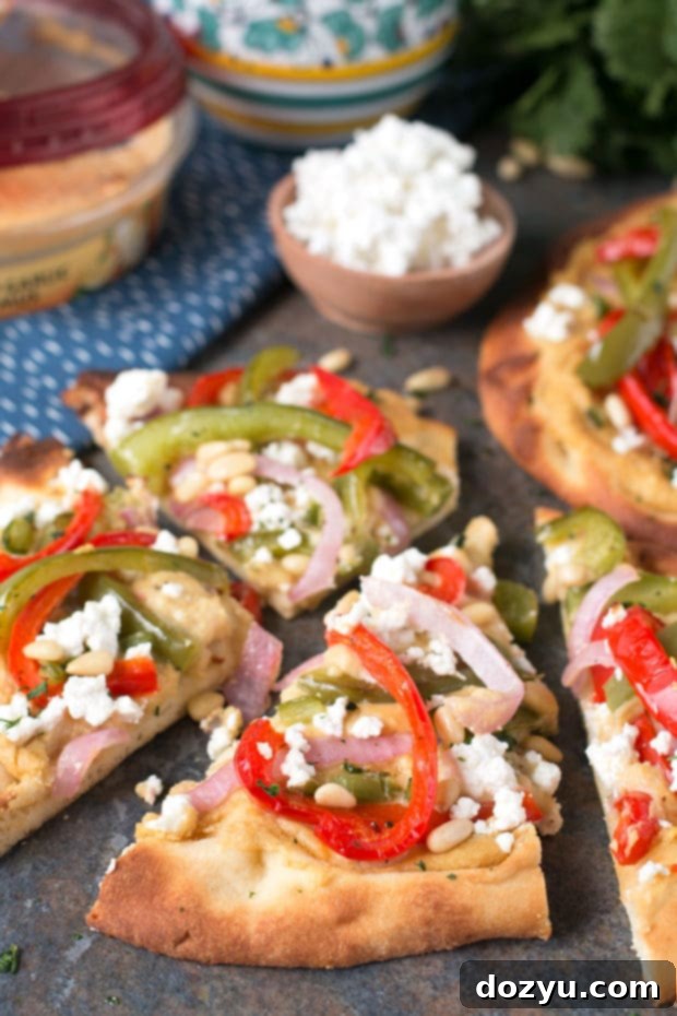 Garlic Hummus & Roasted Vegetable Grilled Flatbread