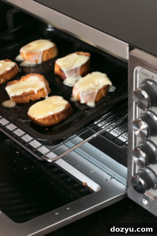 KitchenAid Compact Oven in use, toasting bread for crostini