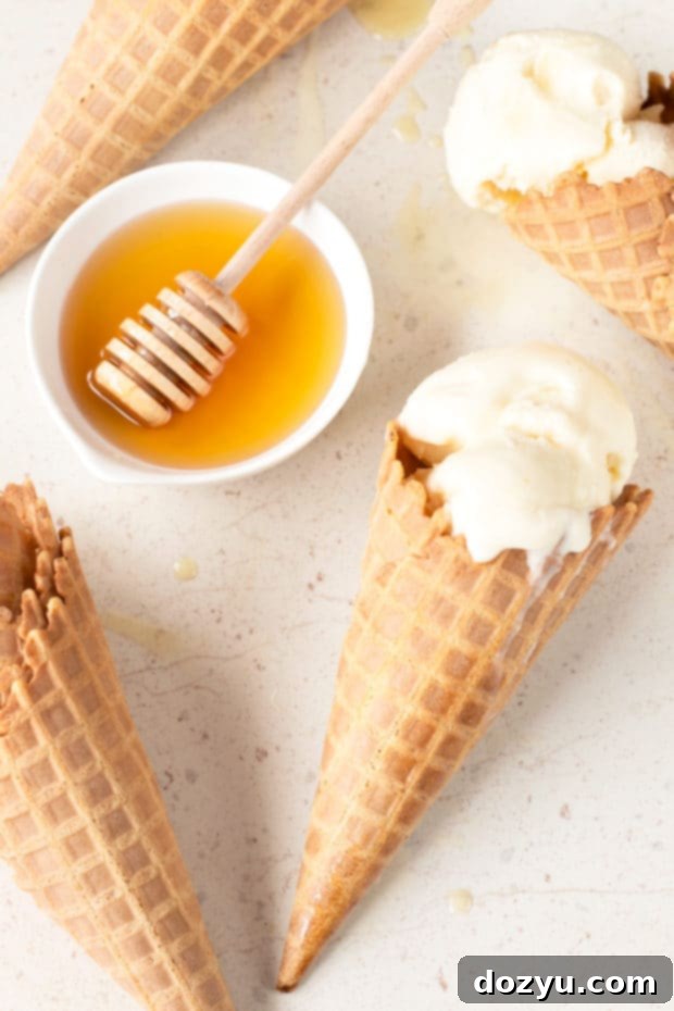 Honeycomb Ice Cream | cakenknife.com #icecream #honey #dessert