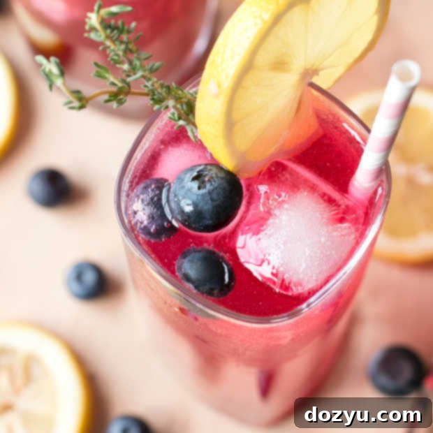 Sparkling Blueberry Thyme Vodka Lemonade | cakenknife.com #cocktail #lemonade #drink #recipe