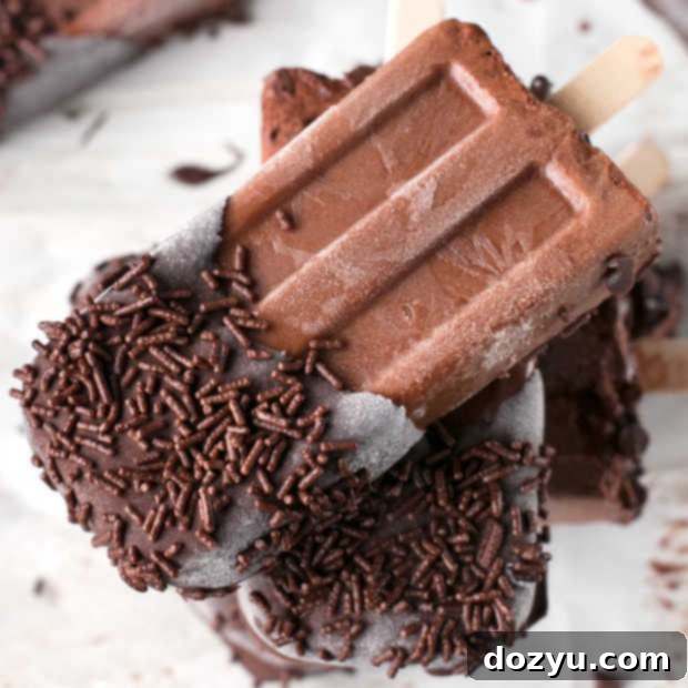 Dark Chocolate Dipped Mocha Popsicles | cakenknife.com #ad #popsicle #dessert #chocolate
