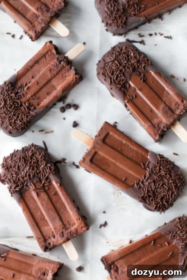 Close-up of a vegan mocha popsicle.