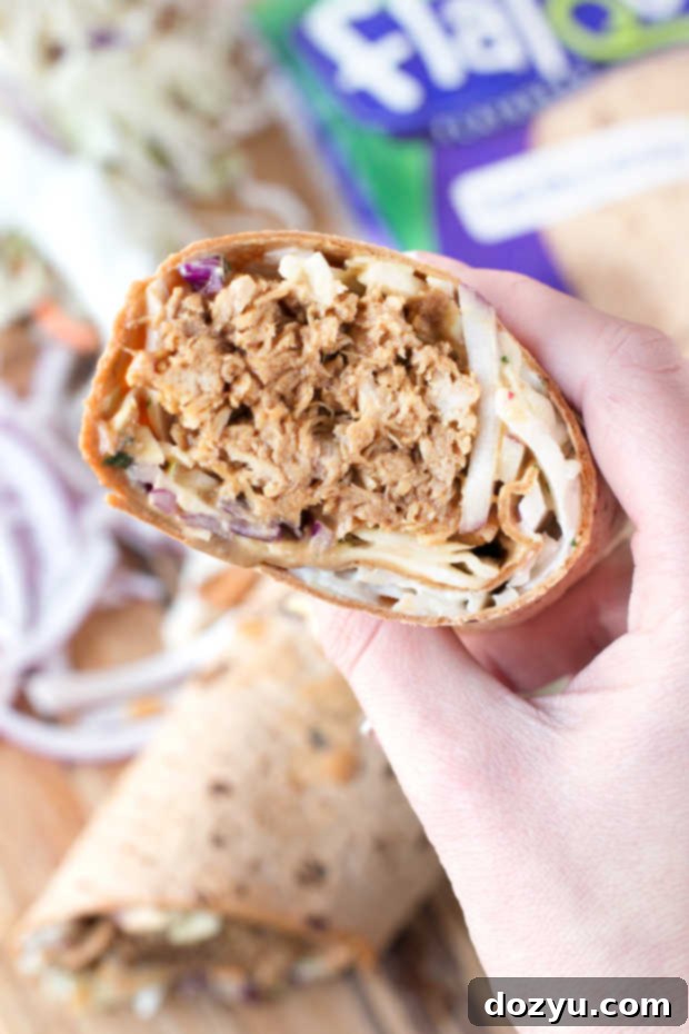 Shredded Pork Korean BBQ Wraps with Kimchi Slaw | cakenknife.com #sponsored #lunch #healthy