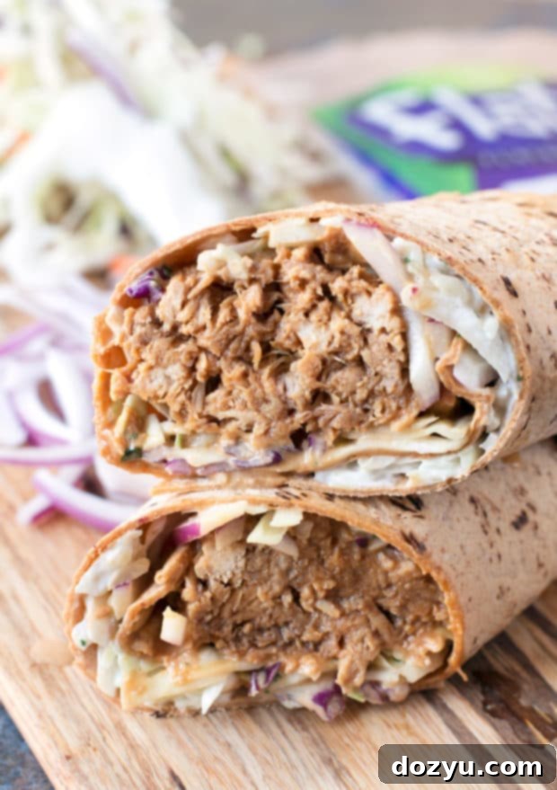 Shredded Pork Korean BBQ Wraps with Kimchi Slaw | cakenknife.com #sponsored #lunch #healthy