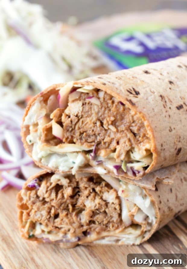 Shredded Pork Korean BBQ Wraps with Kimchi Slaw | cakenknife.com #sponsored #lunch #healthy