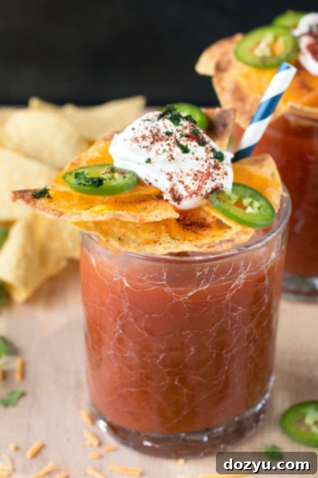 Nacho Spicy Bloody Mary | cakenknife..com #cocktail #nachos #jalapeno