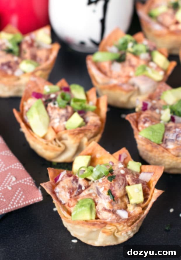 Close-up of fresh Ahi tuna poke mixture with avocado and red onion