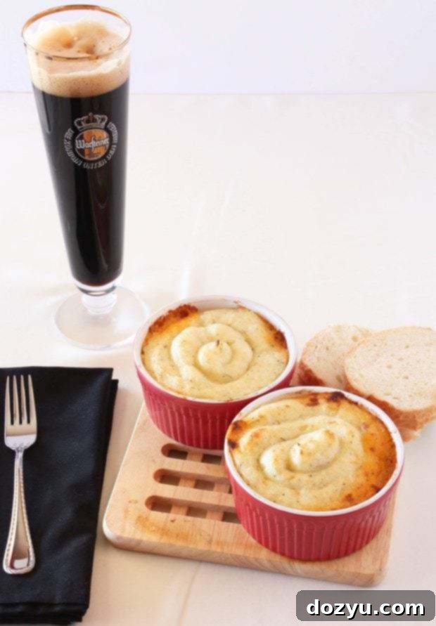 Individual Shepherd's Pie with a beautifully browned mashed potato topping