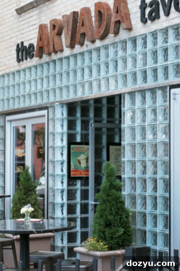 New Historic Arvada After Dark 11 Exterior view of The Arvada Tavern at dusk, inviting and historic