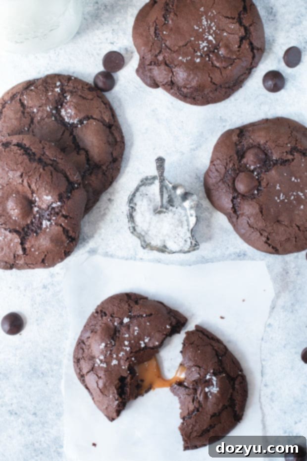 Sun-Drenched Olive Oil Salted Caramel Brownie Cookies 6 Olive Oil Salted Caramel Brownie Cookies | cakenknife.com #dessert #chocolate #baking #ad