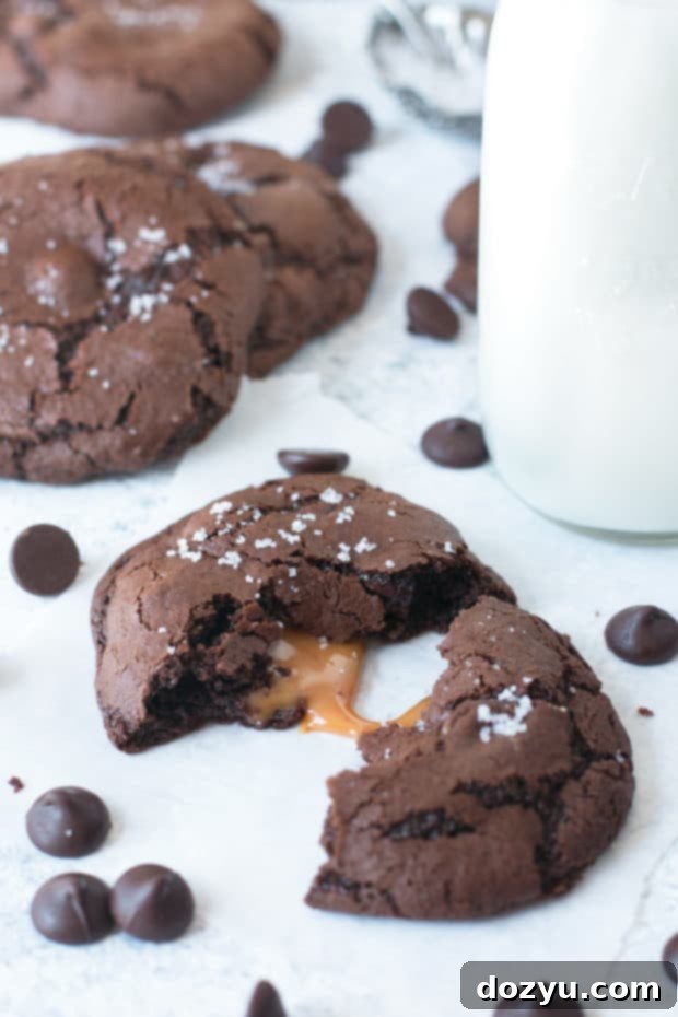 Sun-Drenched Olive Oil Salted Caramel Brownie Cookies 7 Olive Oil Salted Caramel Brownie Cookies | cakenknife.com #dessert #chocolate #baking #ad