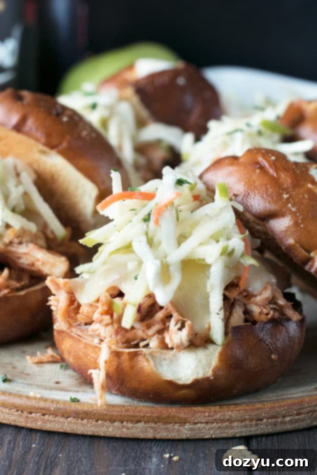 Slow Cooker Apple Cider Chicken Sliders | cakenknife.com #sliders #tailgating #slowcooker #crockpot #fall #apple