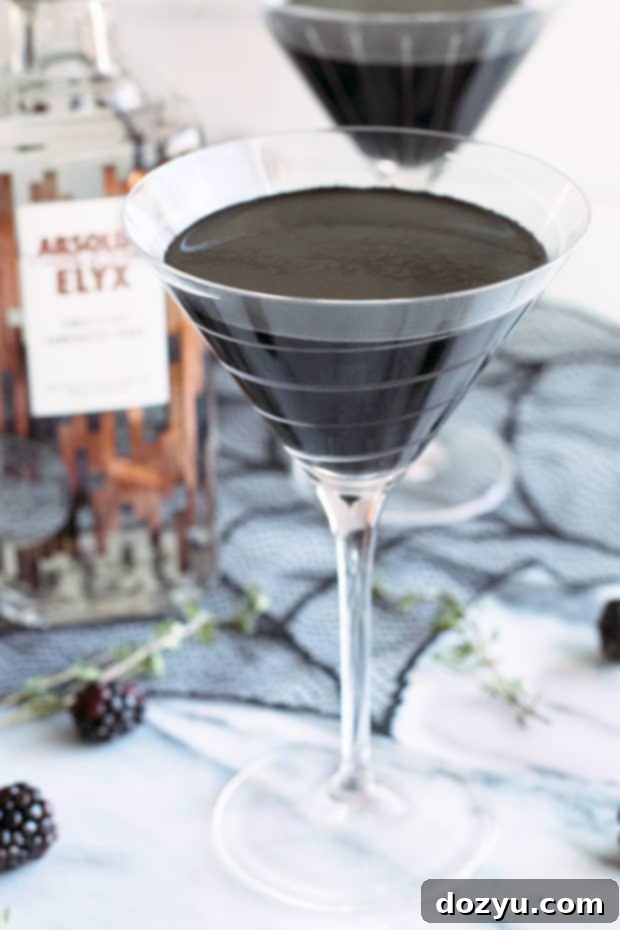 Absolut Elyx's Spellbinding Black Magic Martini 4 Absolut Elyx Black Magic Martini, a dark and mysterious cocktail perfect for Halloween.