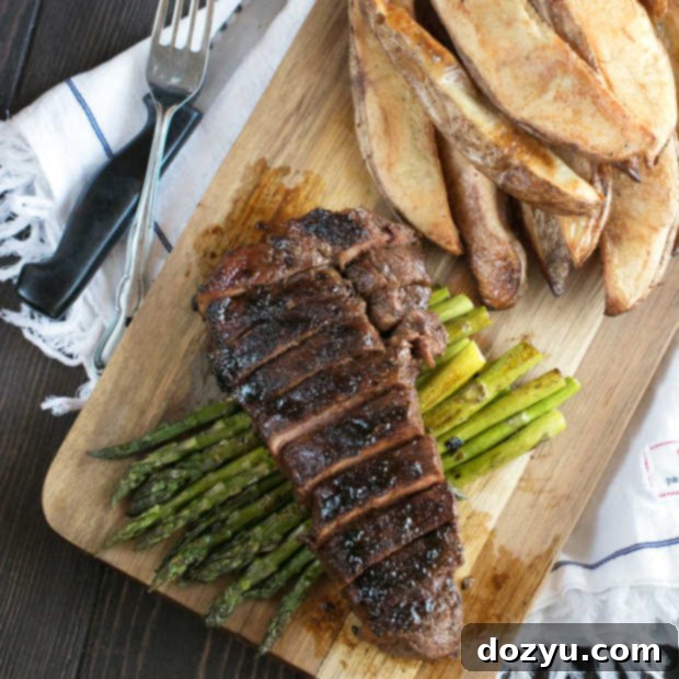 Spicy Bourbon Sugar Rubbed Strip Steak with an incredible sweet, spicy, and savory rub, perfect for a juicy and flavorful dinner!