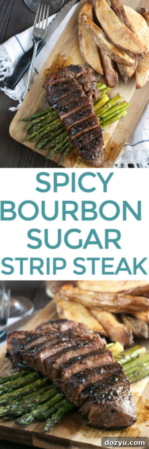 Spicy Bourbon Sugar Rubbed Strip Steak | cakenknife.com #steakdinner #beef #dinner
