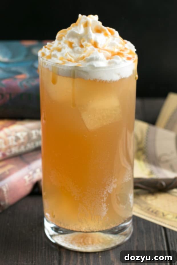 Butterbeer Cocktail Double the Magic 5 Various ingredients for a Butterbeer Cocktail, including bottles of spirits and syrups, arranged on a dark surface, inviting you to mix your own magical drink.