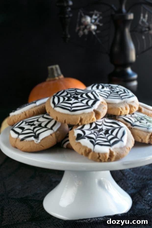Peanut Butter Spiderweb Cookies | cakenknife.com #spiderweb #halloween #dessert #cookie