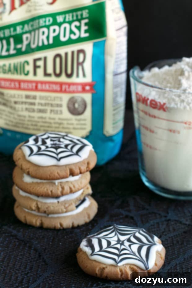 Peanut Butter Spiderweb Cookies | cakenknife.com #spiderweb #halloween #dessert #cookie